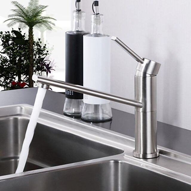  Kitchen faucet - One Hole Brushed Bar / ­Prep Deck Mounted Contemporary Kitchen Taps / Single Handle One Hole