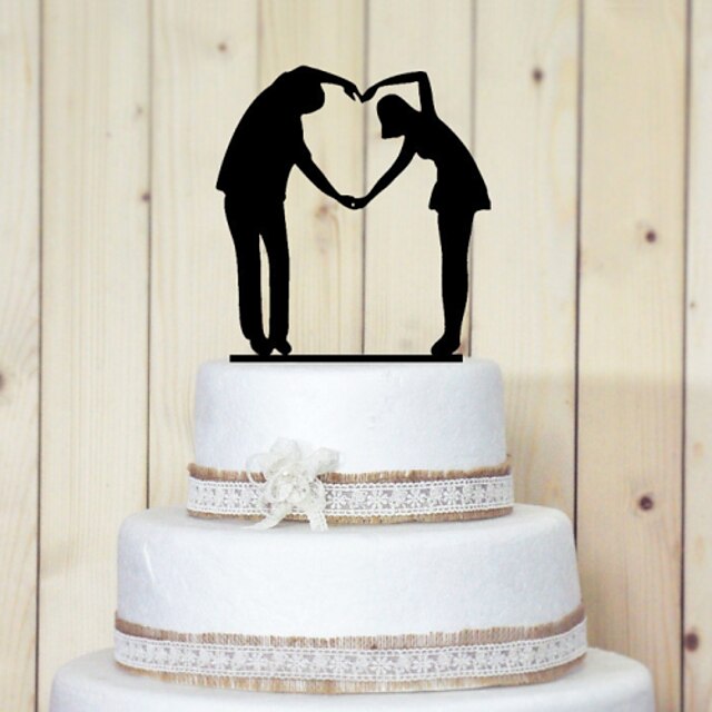  كعكة توبر الحديقةGarden Theme كلاسيكي زوجين أكريليك زفاف الذكرى السنوية مباركة عروس مع 1pcs OPP