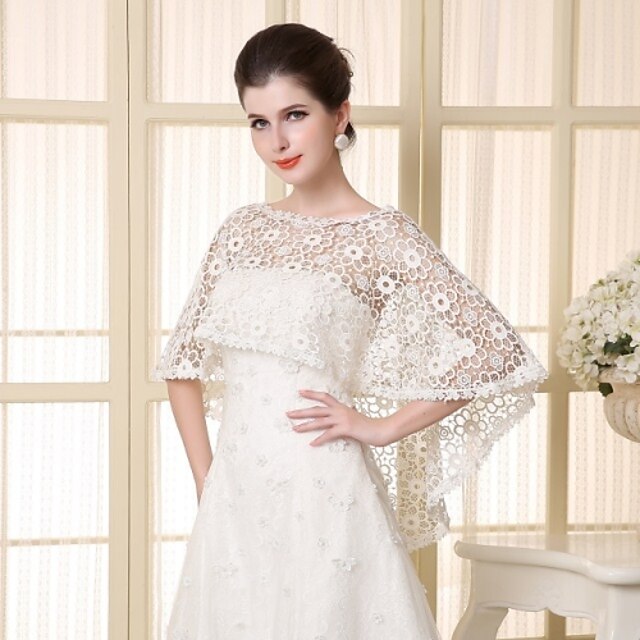  Wedding  Wraps Capelets Sleeveless Lace Ivory