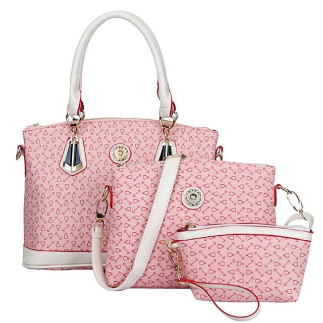  Women's Bags PU(Polyurethane) Tote / Shoulder Messenger Bag / Bag Set for Shopping / Casual / Formal White / Blue / Pink / Brown
