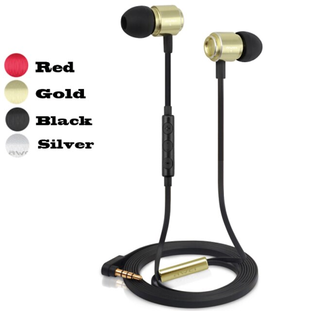  Genuine Awei S10Hi Headphone 3.5mm In Ear Canal Super Bass with Microphone Remote for iPhone6 6 Plus S6(Assorted Color)
