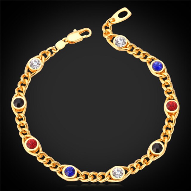  U7 New Link Chain 18K Chunky Gold Plated Bracelet Bangle SWA Rhinestone for Men Women High Quality 18K Stamp