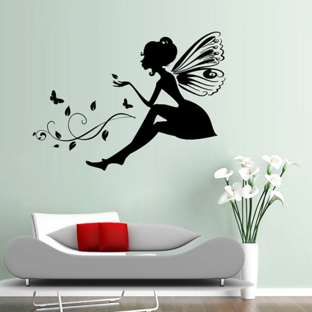  Dekorative Mur Klistermærker - Fly vægklistermærker Mennesker Blomster Tegneserie Stue Soveværelse Badeværelse Køkken Spisestue