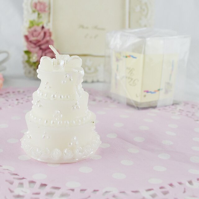  Classic Wedding Cake Candle in White-Set of 4pcs
