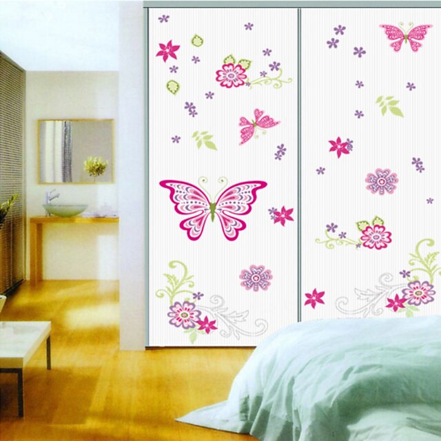  Stickers muraux Stickers muraux, style papillon rose muraux PVC autocollants