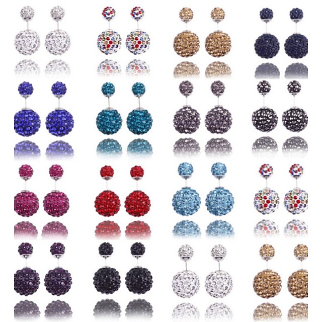  Women's Crystal Stud Earrings - Zircon, Rhinestone Statement, Classic 11 / 12 / 13 For Wedding Party Daily