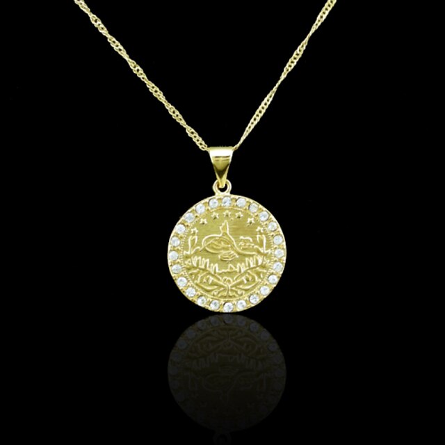  18K Real Gold Plated Allah Muslim Zircon Pendant Necklace