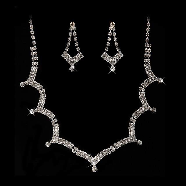  Dam Halsband / örhängen Brudkläder Bergkristall Diamantimitation örhängen Smycken Silver Till Bröllop Party / Örhängen / Dekorativa Halsband