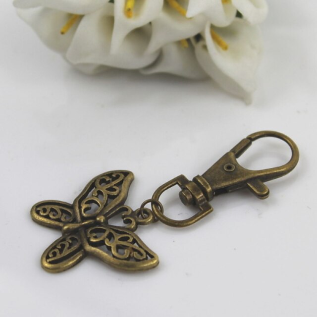  Fashion Unisex Retro Alloy Hollow Out Butterfly Pendant Keychains