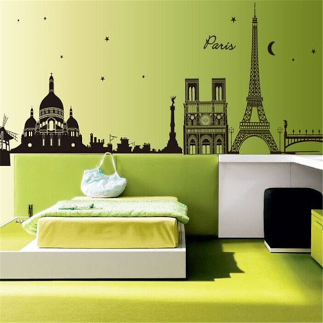  Wall Stickers Wall Decals, City Tower Silhouette PVC Wall Stickers