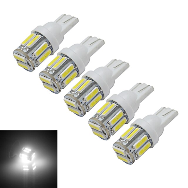  5 Stück 1.5 W Lichtdekoration 300 lm T10 10 LED-Perlen SMD 7020 Kühles Weiß 12 V