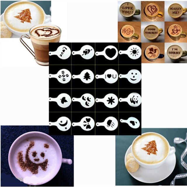  bakeware υψηλής ποιότητας καλούπια εκτύπωση καλούπια latte καφέ ψεκασμού (σύνολο 16)