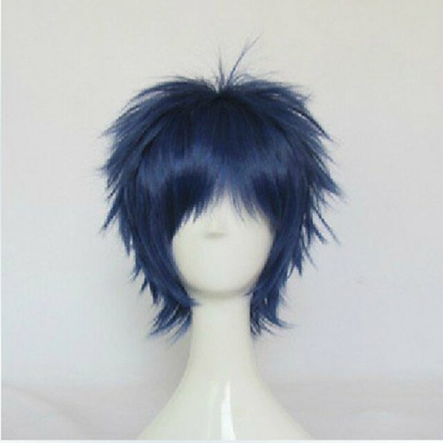  Cosplay Costume Wig Synthetic Wig Straight Straight Wig Short Blue Synthetic Hair Women‘s Blue hairjoy