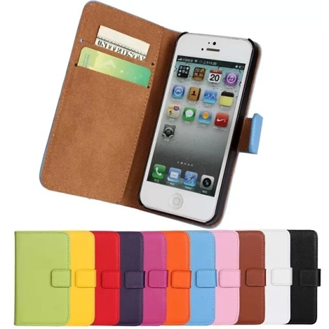  Etui Til iPhone 5 / Apple Etui iPhone 5 Lommebok / Kortholder / med stativ Heldekkende etui Ensfarget Hard PU Leather til iPhone SE / 5s / iPhone 5