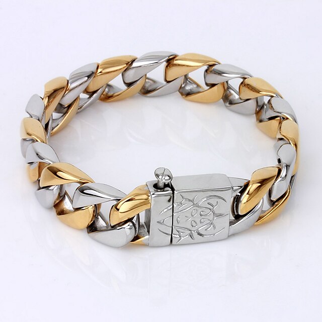  Men's Chain Bracelet Unique Design Work Casual Fashion Vintage Gold Plated Bracelet Jewelry Screen Color For