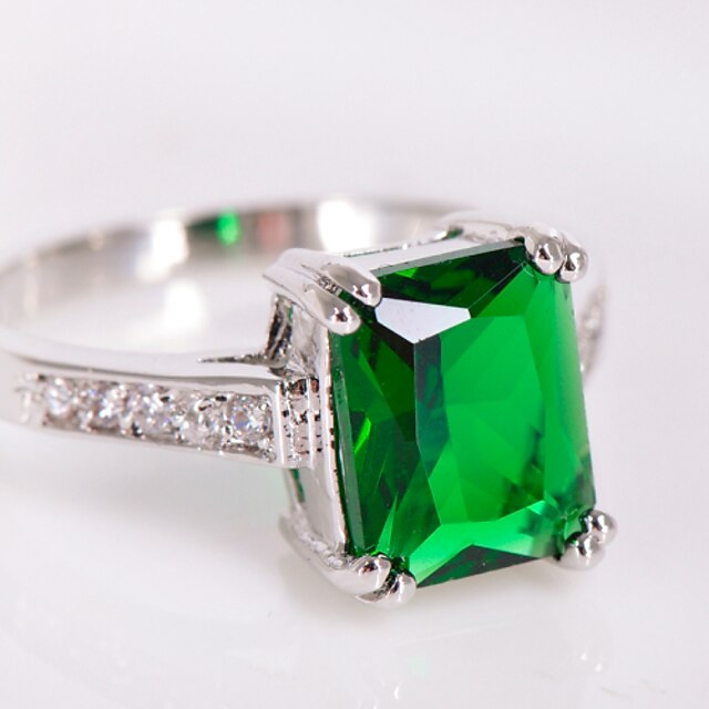  Pentru femei Zirconiu Zirconiu Cubic Diamante Artificiale Inel de declarație - Pătrat Geometric Shape Modă Verde Inel Pentru Nuntă