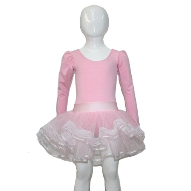  Light Pink Cotton/Lycra Long Sleeve Leotard with Tutus Skirts for Ladies and Gilrs