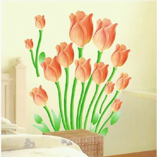  nástěnné nálepky na stěnu, oranžová tulipán pvc samolepky na zeď