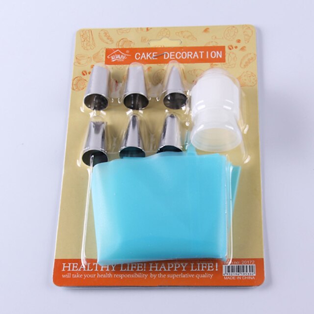  6PCS Cake Decorating Kit Icing Bag Tips Baking Tool Paste Food Pastry Piping
