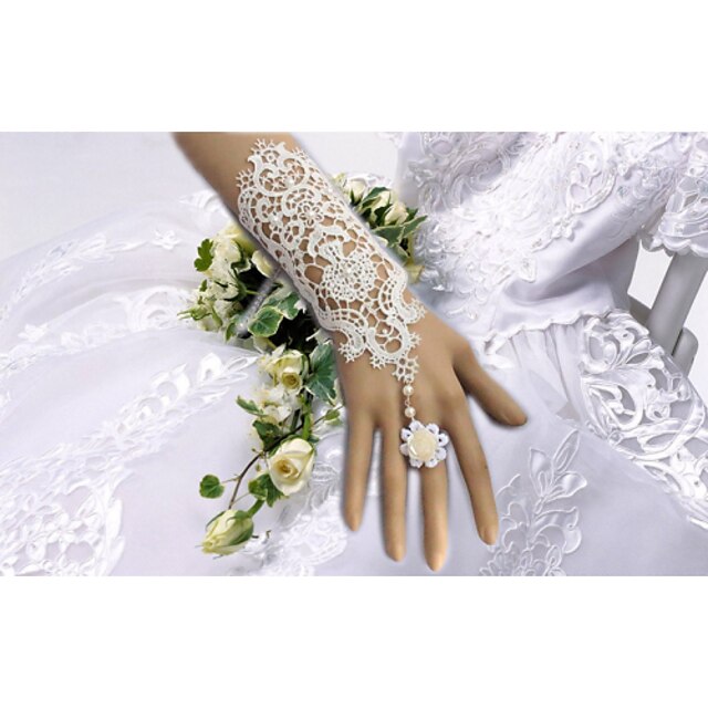  Cotton Wrist Length / Elbow Length Glove Charm / Stylish / Bridal Gloves With Floral / Embroidery / Solid