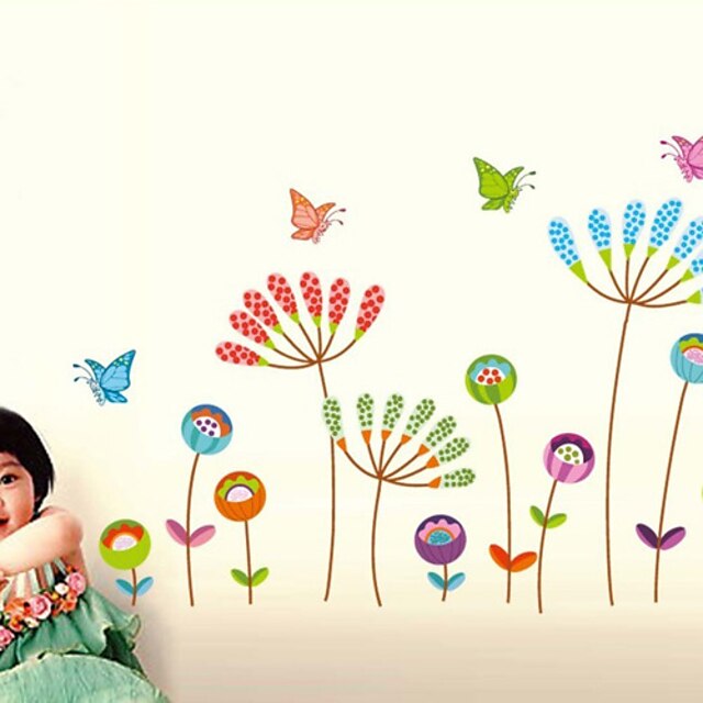  Wall Stickers Wall Decals, Butterfly Flower PVC Wall Stickers