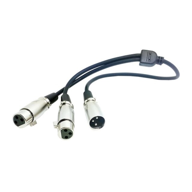  3pin XLR Male To Dual XLR Female Audio Splitter Cable for Microphone 50cm