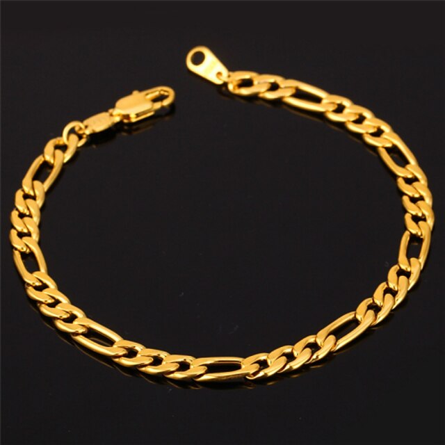  Women's Chain Bracelet Bracelet Figaro Fashion Dubai 18K Gold Plated Bracelet Jewelry Golden For Christmas Gifts Wedding Party Special Occasion Birthday Gift / Stainless Steel