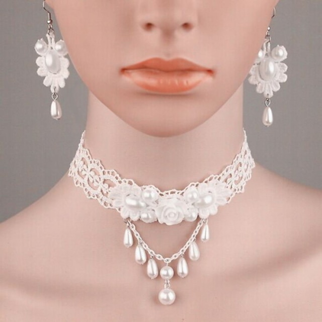  Parure de Bijoux Femme Perle Perle Imitation de perle Dentelle Mode Comprend Parure de Bijoux Blanc pour Mariage Décontracté / Résine / Boucles d'oreille / Colliers décoratif