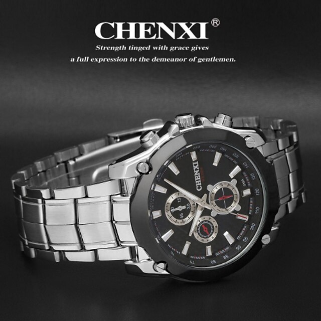  CHENXI® Homens Relógio de Pulso Relógio Casual Aço Inoxidável Banda Prata