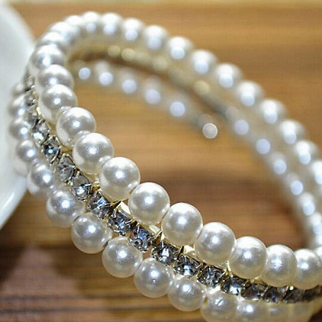  Women's Couple's Imitation Pearl Imitation Diamond Wrap Bracelet - Cuff Elegant Bracelet For Wedding Party Special Occasion Birthday