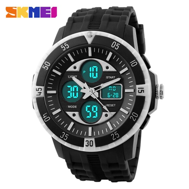  SKMEI Men's Sport Watch Alarm / Calendar / date / day / Chronograph Silicone Band Black / LCD / Dual Time Zones / Two Years / Maxell626+2025
