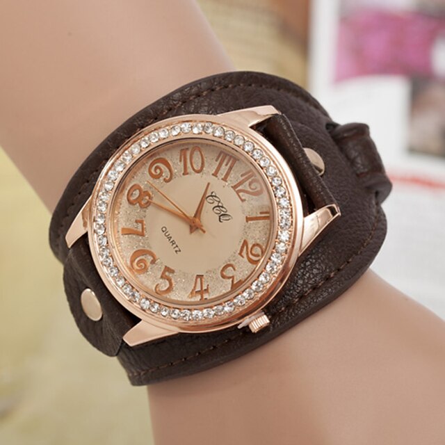  yoonheel Mulheres Relógio de Moda / Bracele Relógio Couro Banda Boêmio Dourada