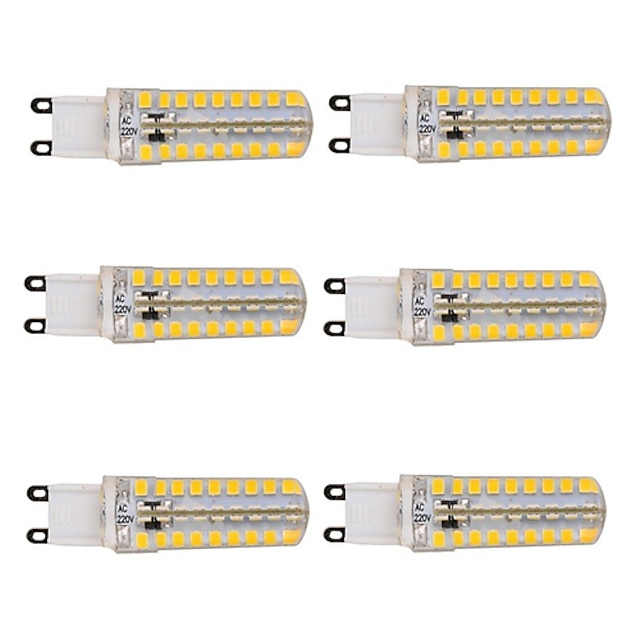  6pcs 5.5 W 450-500 lm G9 Bombillas LED de Mazorca T 72 Cuentas LED SMD 2835 Regulable Blanco Cálido / Blanco Fresco 220-240 V / 6 piezas / Cañas