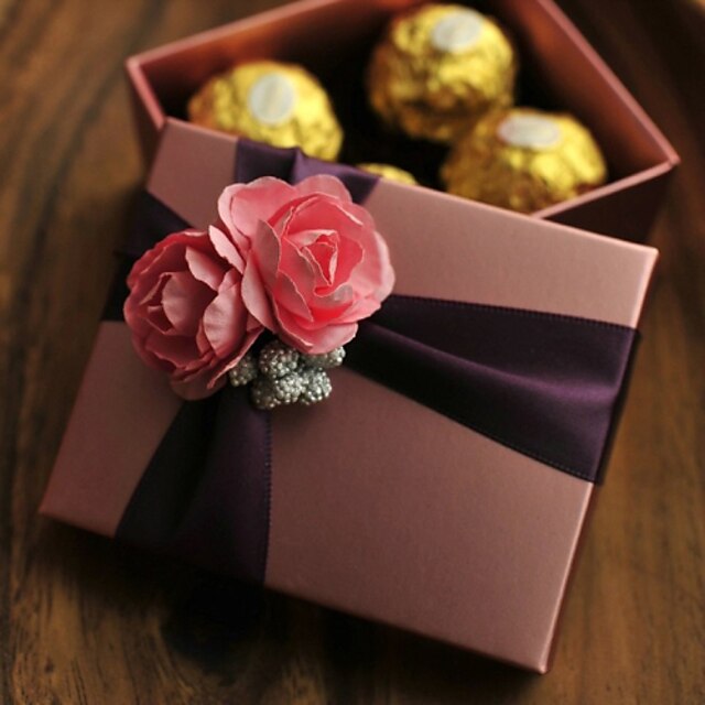 Quader Kartonpapier Geschenke Halter mit Blume Geschenkboxen Geschenk Schachteln