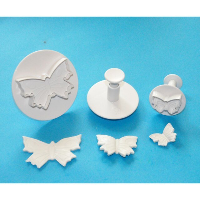  FOUR-C Large Butterfly Plastic Fondant Cake Plunger Cutters,High Quality Cake Decorating Tools Set