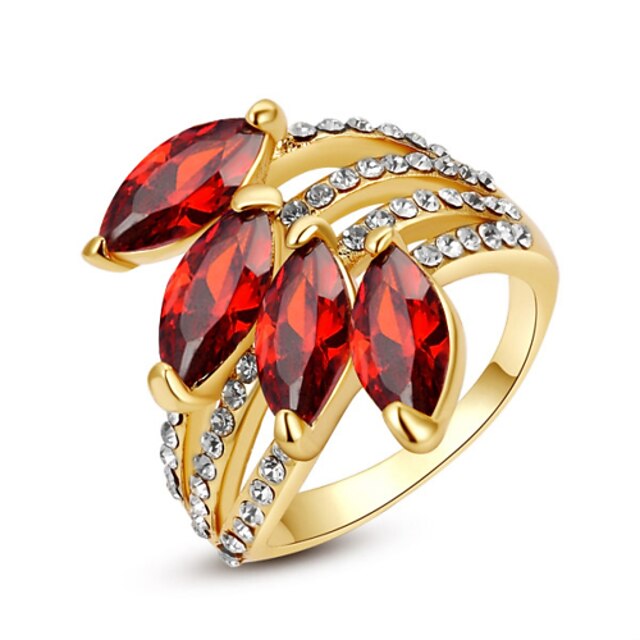  Women's Statement Ring Crystal / Synthetic Ruby / Synthetic Diamond 4pcs 18K Gold Plated / Imitation Diamond / Alloy Birthstones Wedding / Party / Daily Costume Jewelry