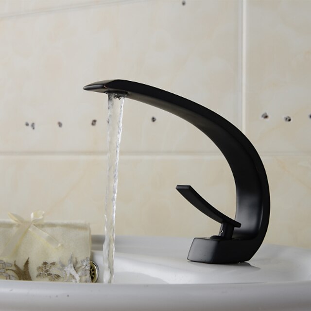  style contemporain orbe mitigeur un trou bain d'eau chaude et froide robinet d'évier - noir