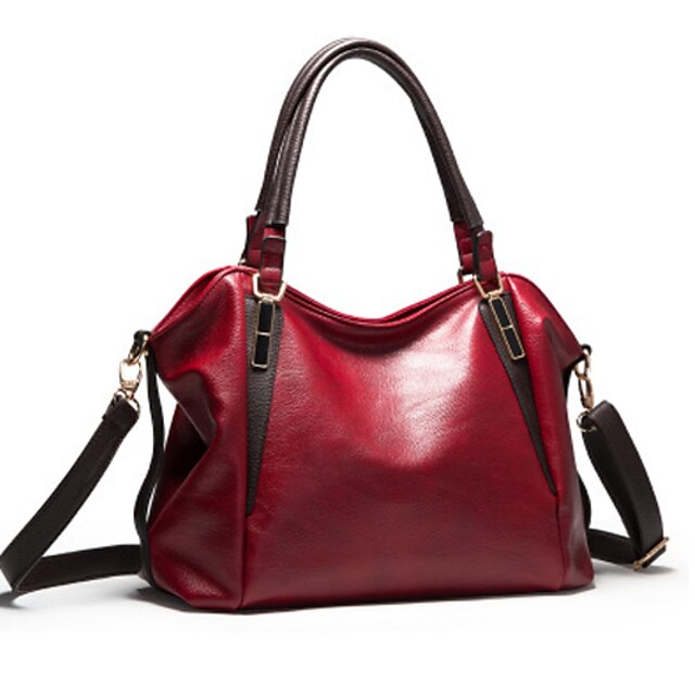  Women's Bags PU(Polyurethane) Tote / Shoulder Messenger Bag for Shopping / Casual / Formal Wine / Black / Fuchsia / Blue / Brown