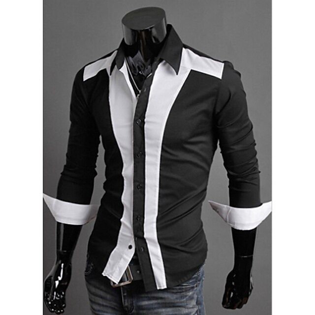  MT Men's Bodycon/Casual Shirt Collar Long Sleeve Casual Shirts (Cotton Blend)