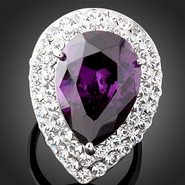  Statement-Ring Diamant Birne Purpur Synthetische Edelsteine Zirkonia Aleación Cocktail Ring damas Modisch Blinging / Damen / Amethyst