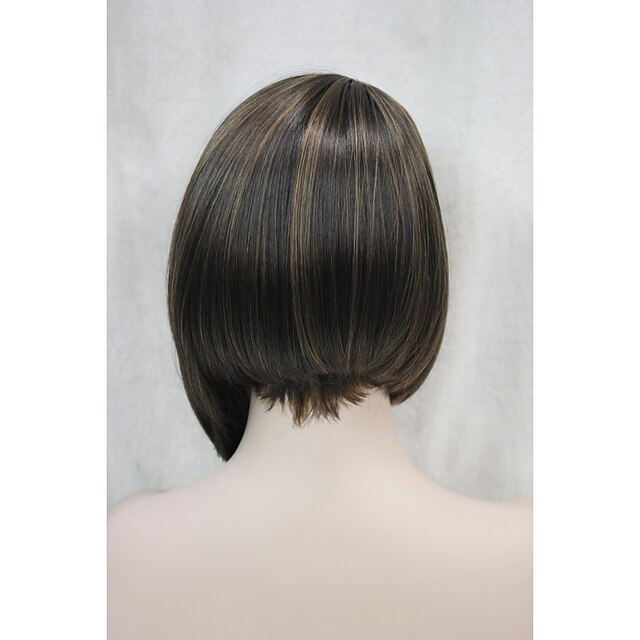  Συνθετικές Περούκες Ίσιο Ίσια Ασύμμετρο κούρεμα Με αφέλειες Περούκα Συνθετικά μαλλιά Γυναικεία Ανάμεικτο Χρώμα Hivision
