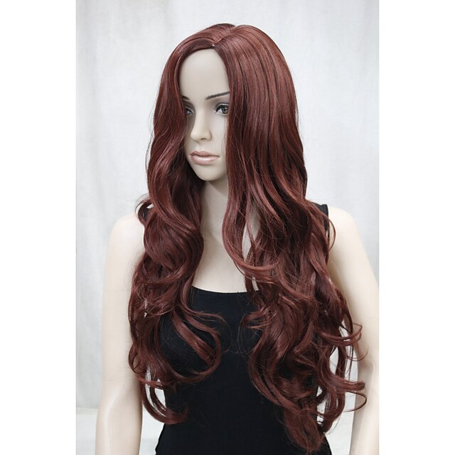  Synthetic Wig Wavy Wavy With Bangs Wig Synthetic Hair Women's Brown Hivision