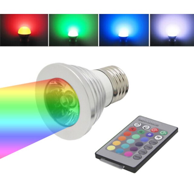  E26/E27 ＬＥＤスポットライト チューブ 1 LED 集積ＬＥＤ 調光可能 リモコン操作 RGB 120lm RGB full colorK AC 85-265V 