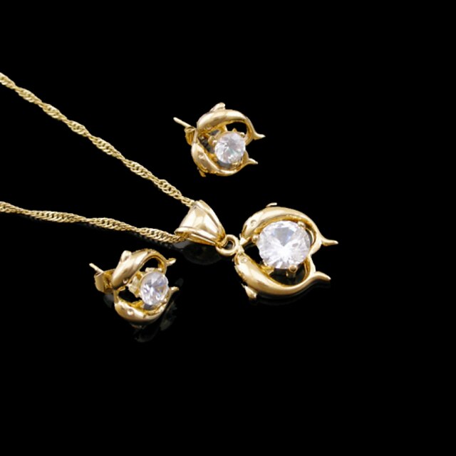  Women's Jewelry Set Wedding Party Daily Casual Sports Zircon Gold Plated Earrings Necklaces
