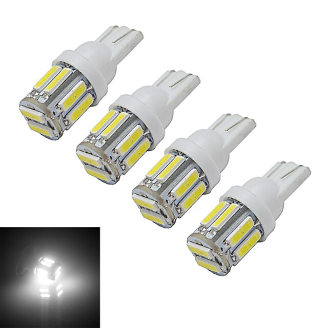  JIAWEN 4Pcs 10-7020 SMD Car T10 LED Wedge Replacement Reverse Instrument Panel Lamp Bulbs For Clearance Lights