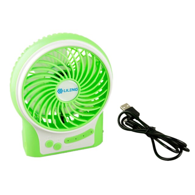  Green Color Portable Multifunctional 18650 Battery Fan USB Charge