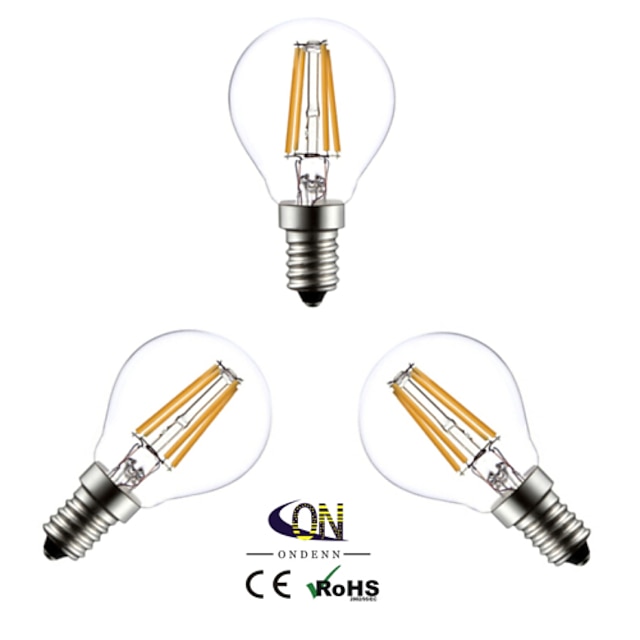  E14 LED Filament Bulbs G45 4 COB 400lm Warm White 2800-3200K AC 220-240V
