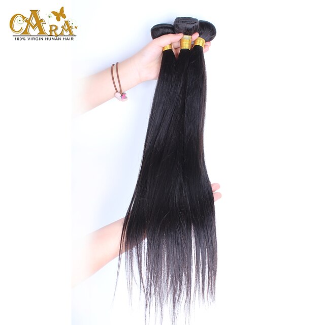  3pcs Lot  8-26 Inch Unprocessed Peruvian Virgin Hair Natural Black Color Silk Straight Human Hair Weave
