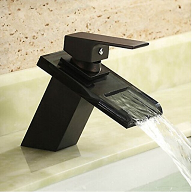  Bathroom Sink Faucet - Waterfall Oil-rubbed Bronze Centerset One Hole / Single Handle One HoleBath Taps / Brass