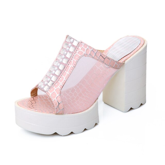  Women's Shoes Chunky Heel Slingback Slippers Dress Blue/Pink/White